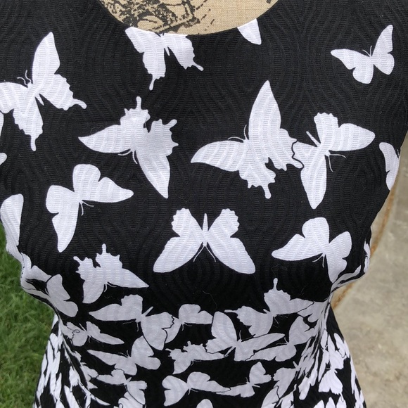 Talbots Black with White Butterflies Sundress Sz: 2 - Picture 4 of 7